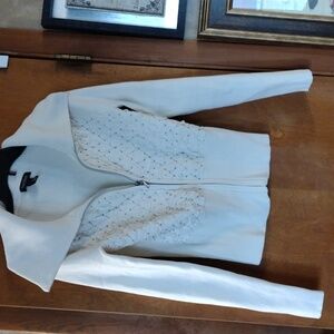 White House Black Market Cream Knit Women's Jacket